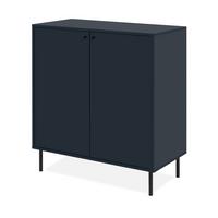 KOMMODE blau 80 cm, Sideboard 2-türig - Blau/Schwarz, Holzwerkstoff/Metall (80/90/40cm) - Furn.Design