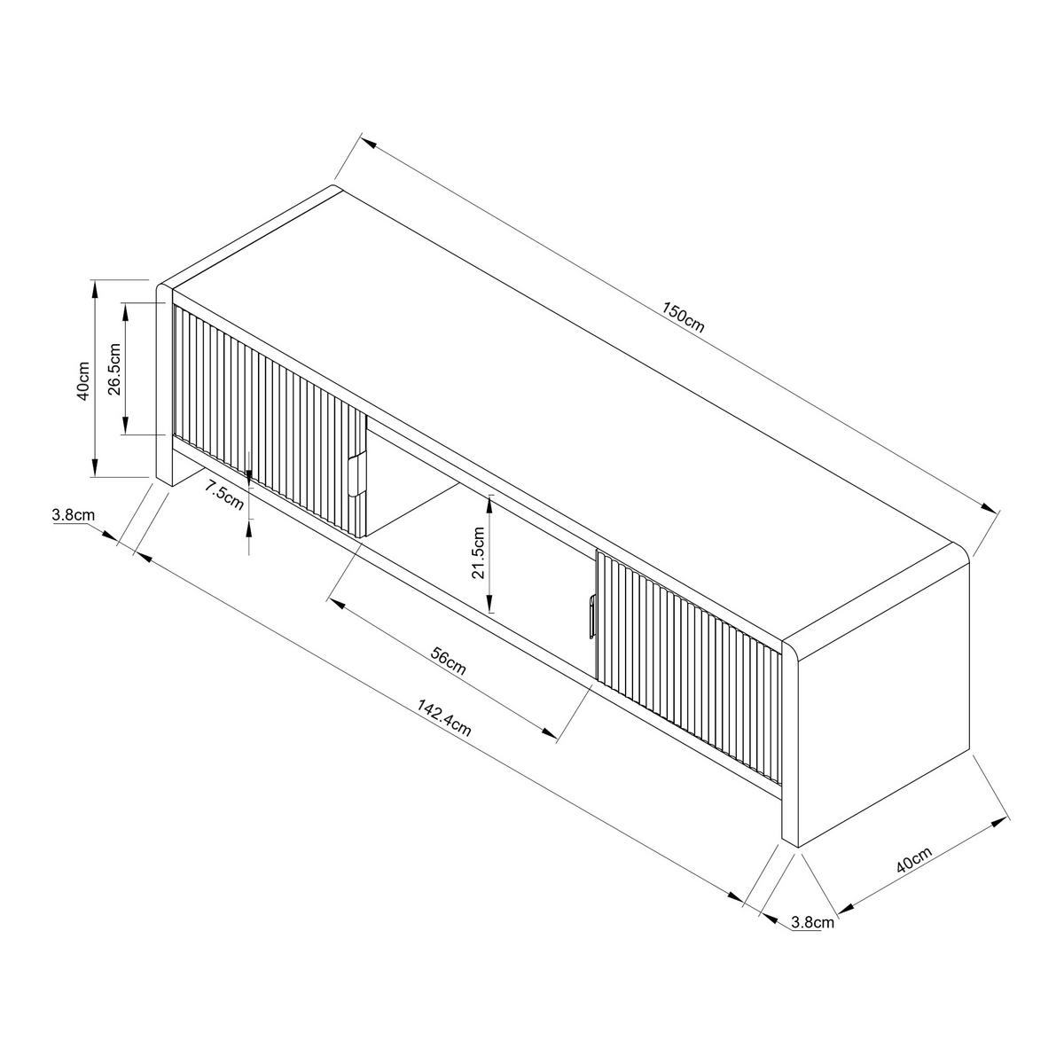 FERNSEHSCHRANK Lukkodso - Eichefarben, Holzwerkstoff (150/40/40cm) - [en.casa]