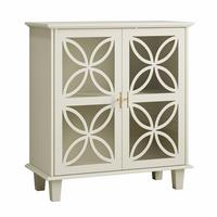 SIDEBOARD 80 cm Creme MDF & Glas mit 2 Glastüren und verstellbaren Regalen - Beige/Creme, Holzwerkstoff (80/87/38cm) - Urban Meuble
