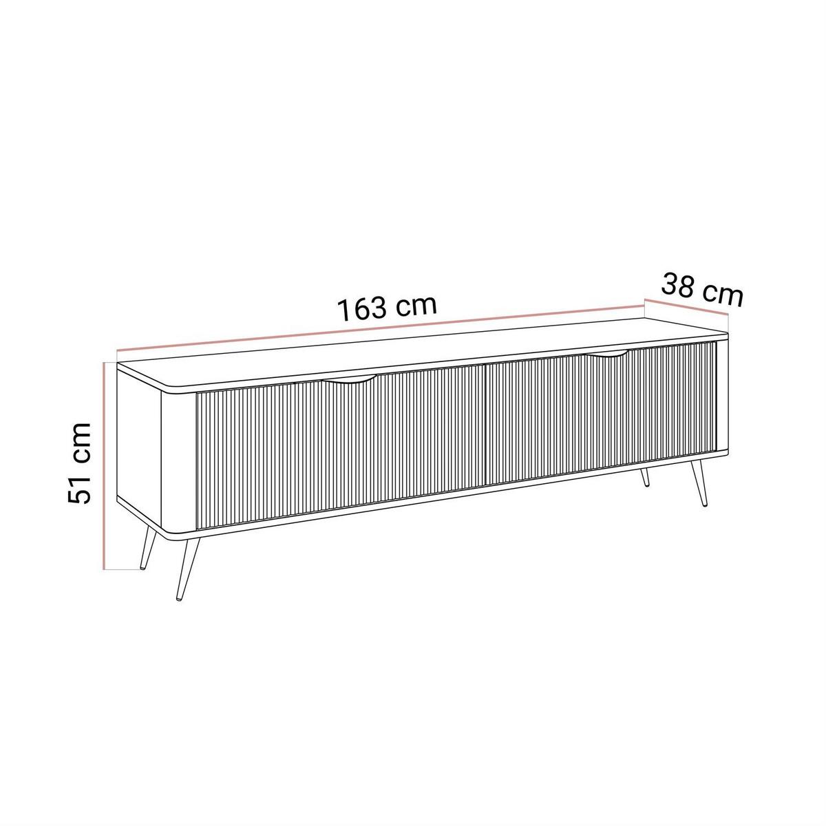 TV-UNIT SCARLETT 2D 163 CM BEIGE + GOLD - Beige/Goldfarben, Holzwerkstoff (163/51/38cm) - Lookway