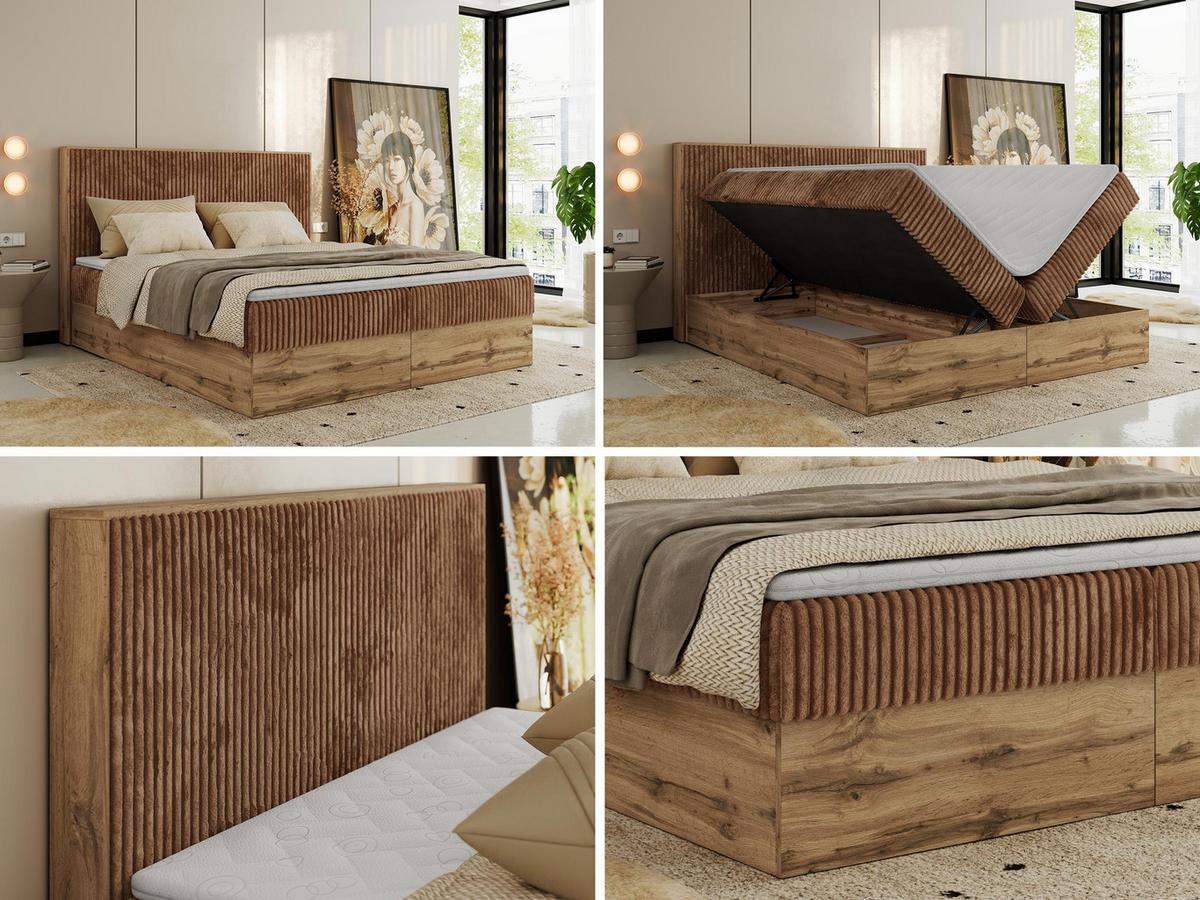 BOXBETT WOOD CLASSIC 160/200 - Orange Cord - H4 - Orange, Textil (160/200cm) - MKS