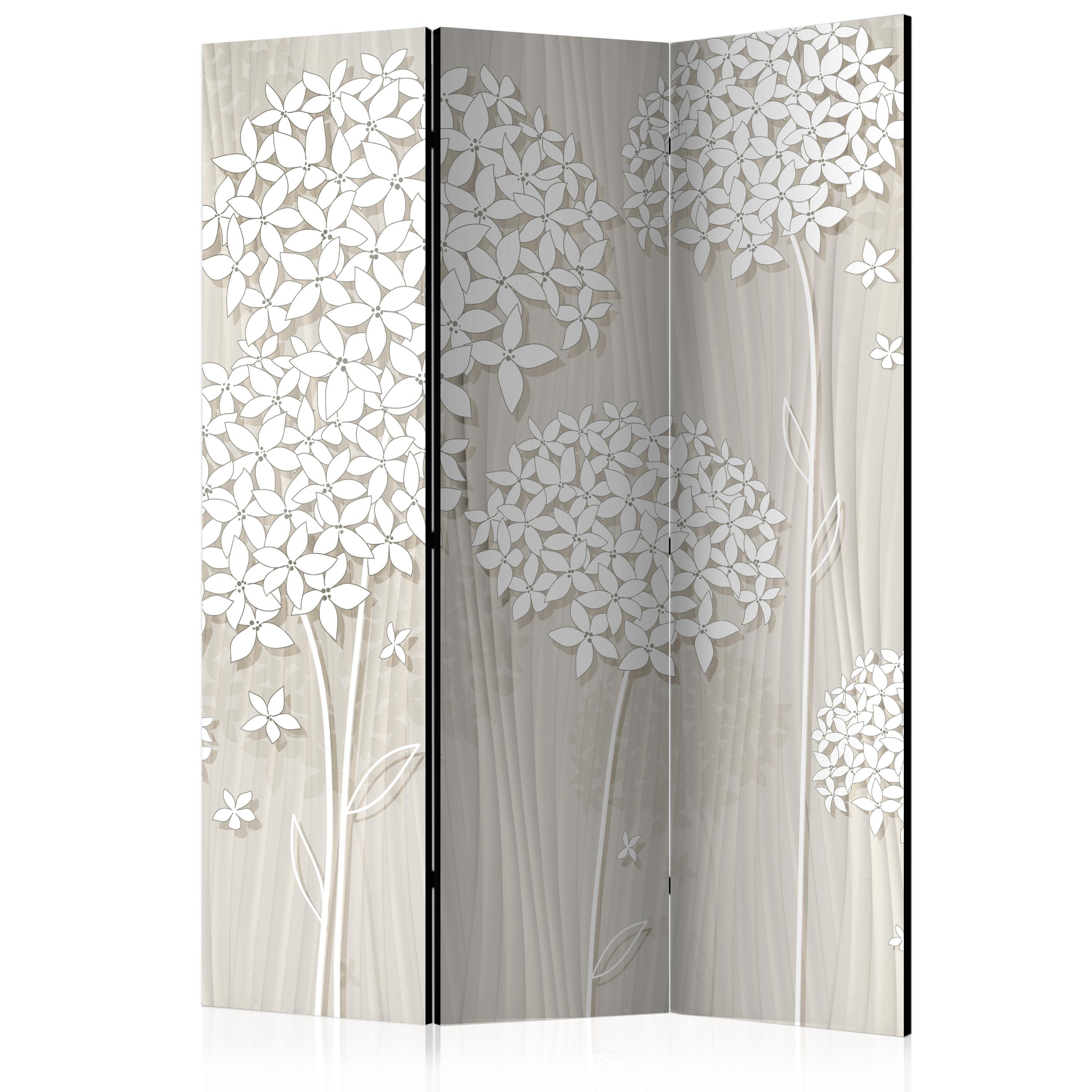PARAVENT Beidseitig Bedruckter 3-tlg 135x172 cm Blumen Im Boho Stil - Beige, Holz/Textil (135/172/3cm) - Muralo