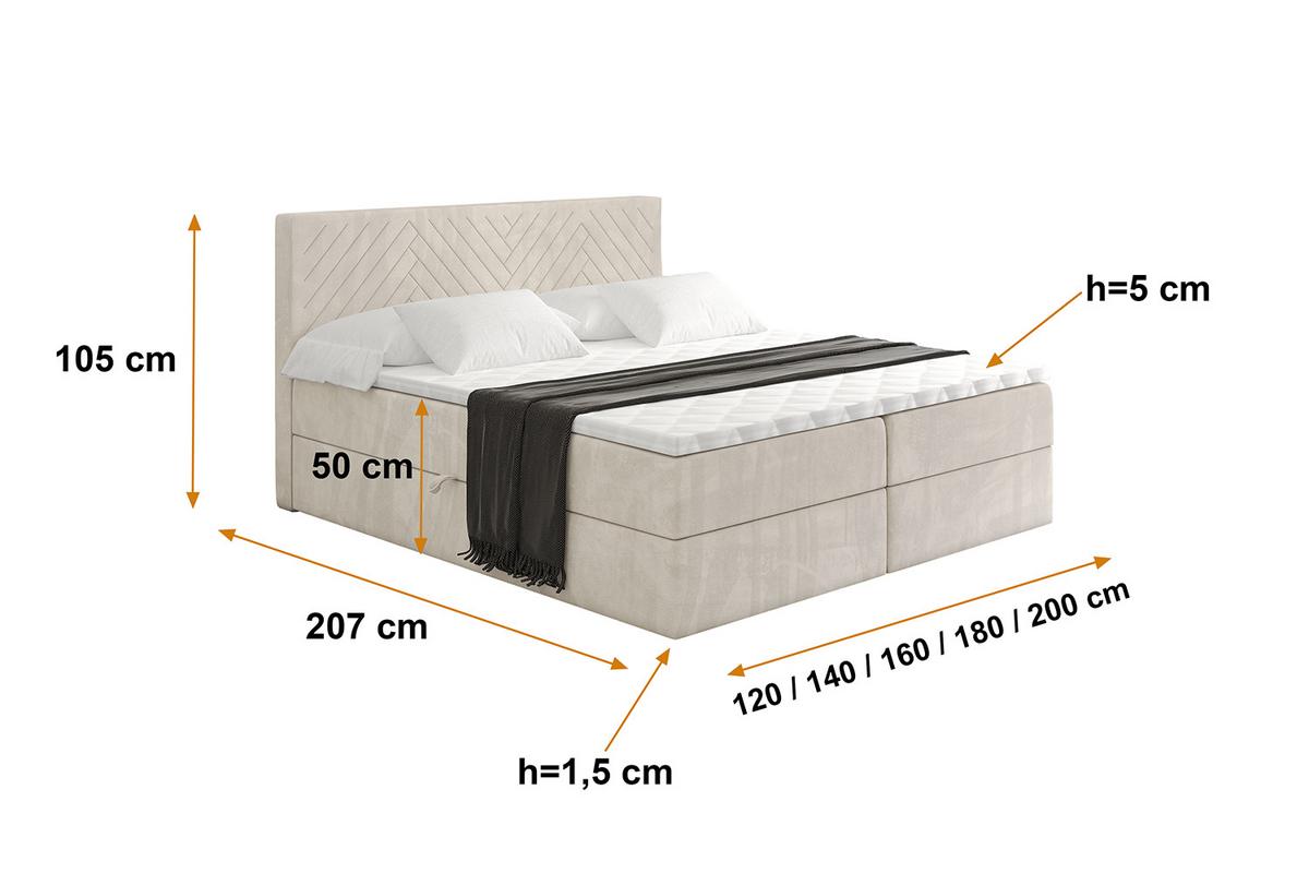 BOXBETT mit Matratze H3 und Lattenrost - VEXA - 180x200 - Beige Casablanca - Beige, Holzwerkstoff/Kunststoff (180/200cm) - ALTDECOR