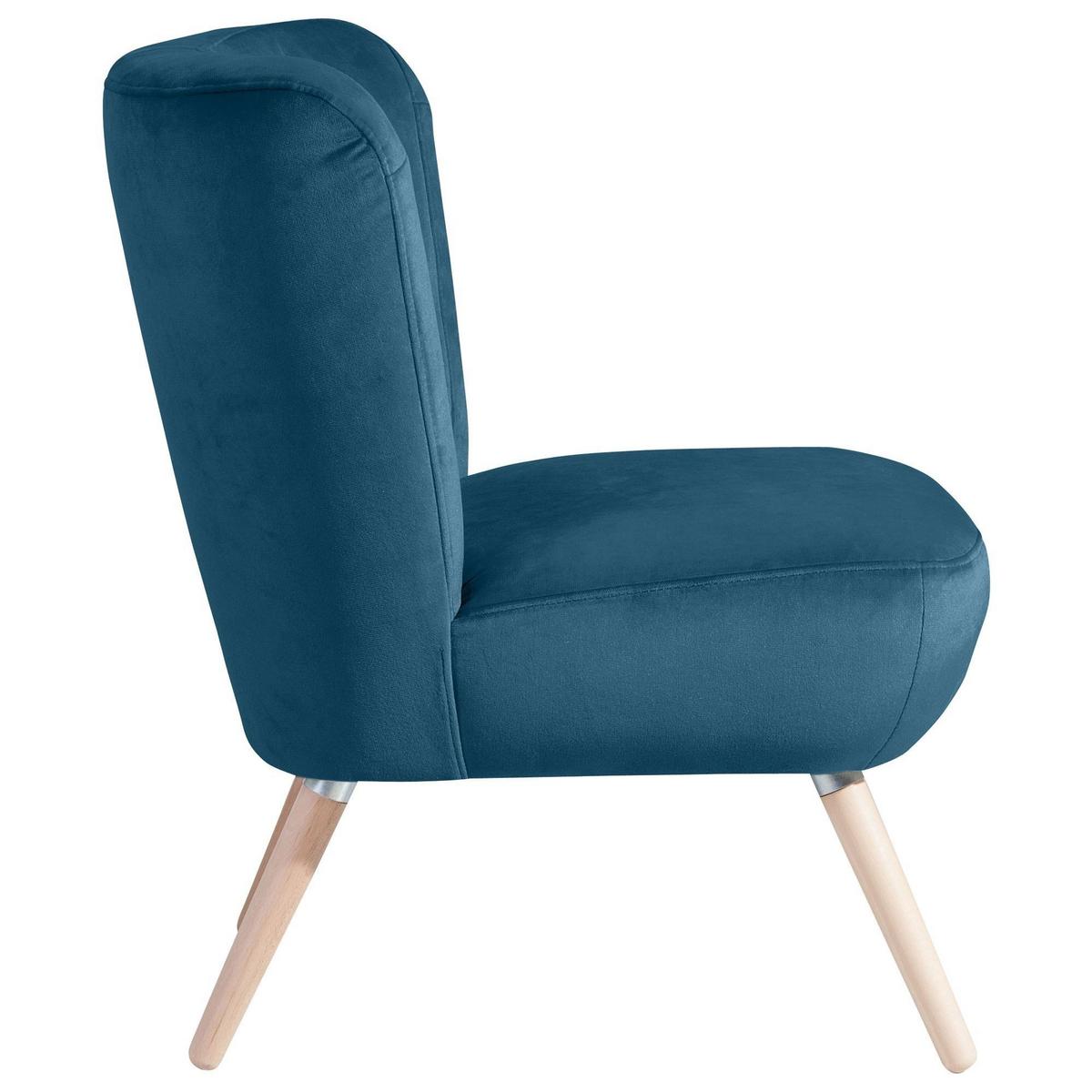 SESSEL Kassi Bezug Samtvelours Buche natur / petrol - Blau, Kunststoff (69/80/68cm) - 58aufmkessel