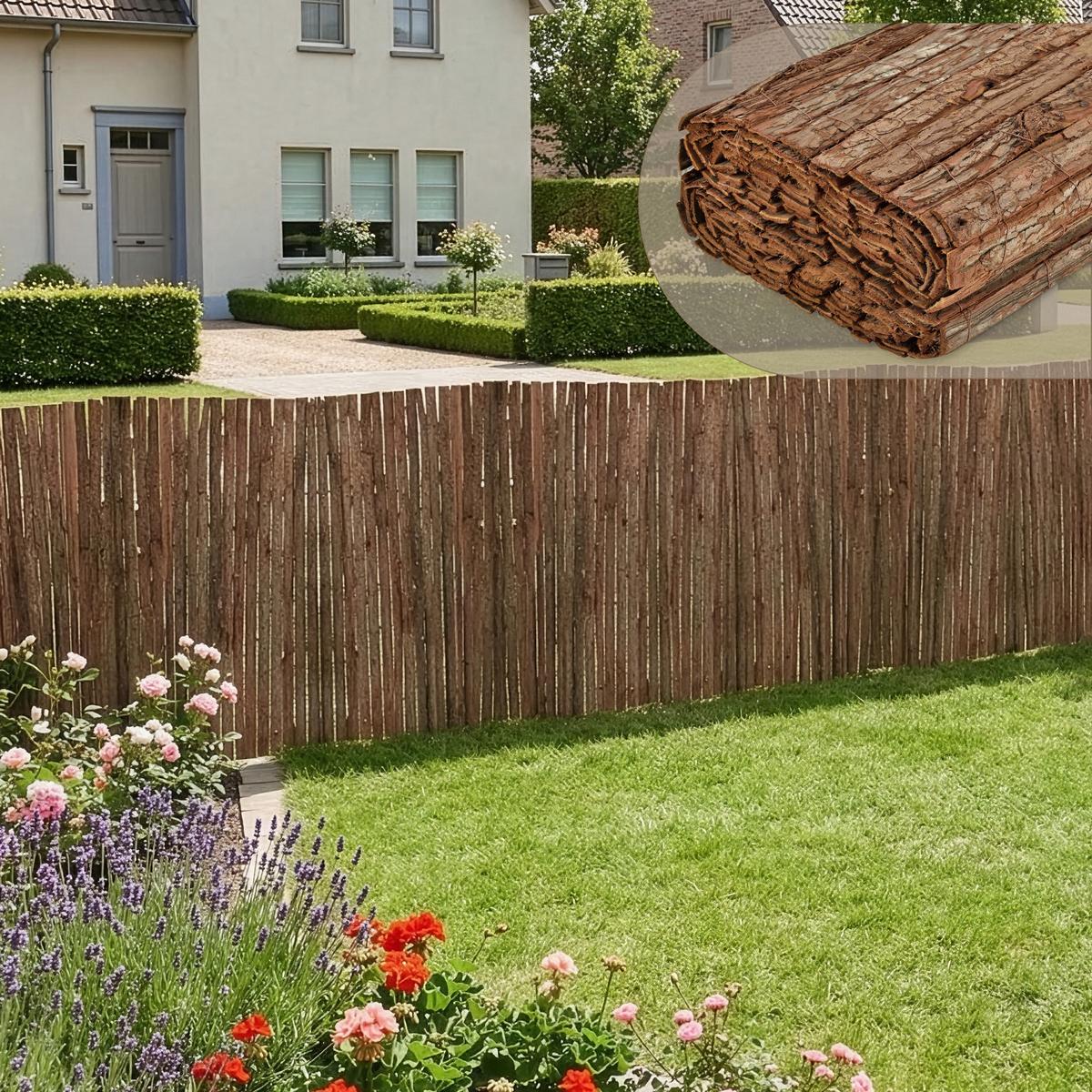 RINDENZAUN Zamora - Dunkelbraun, Naturmaterialien (500/100cm) - casa.pro