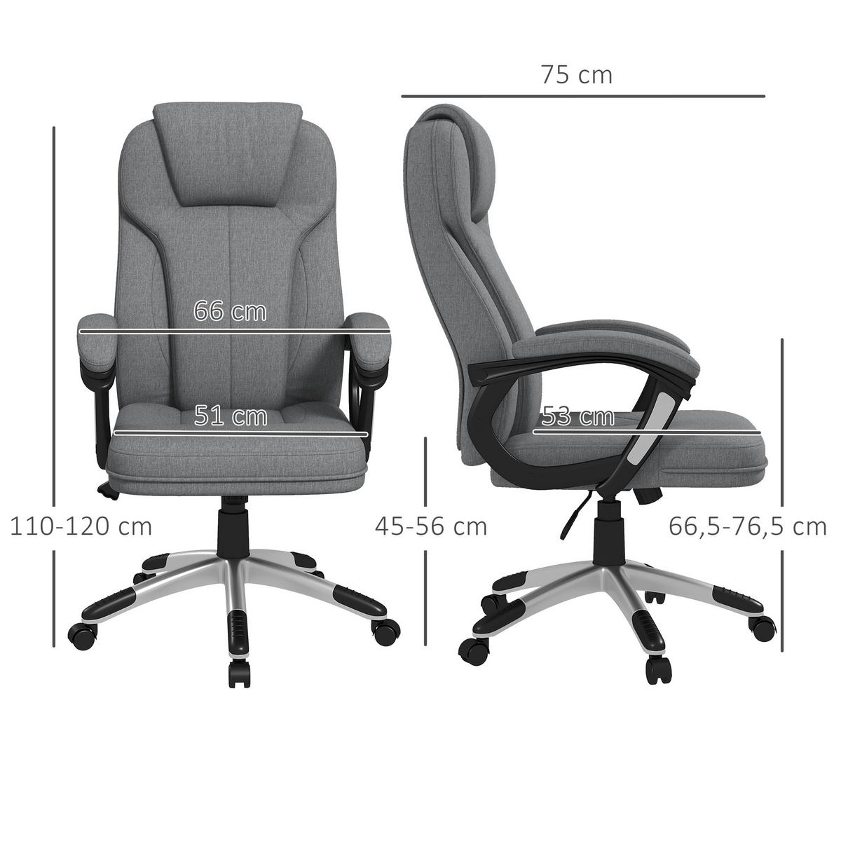 BÜROSTUHL, Ergonomisch, Grau - Grau, Kunststoff (75/120/66cm) - Vinsetto