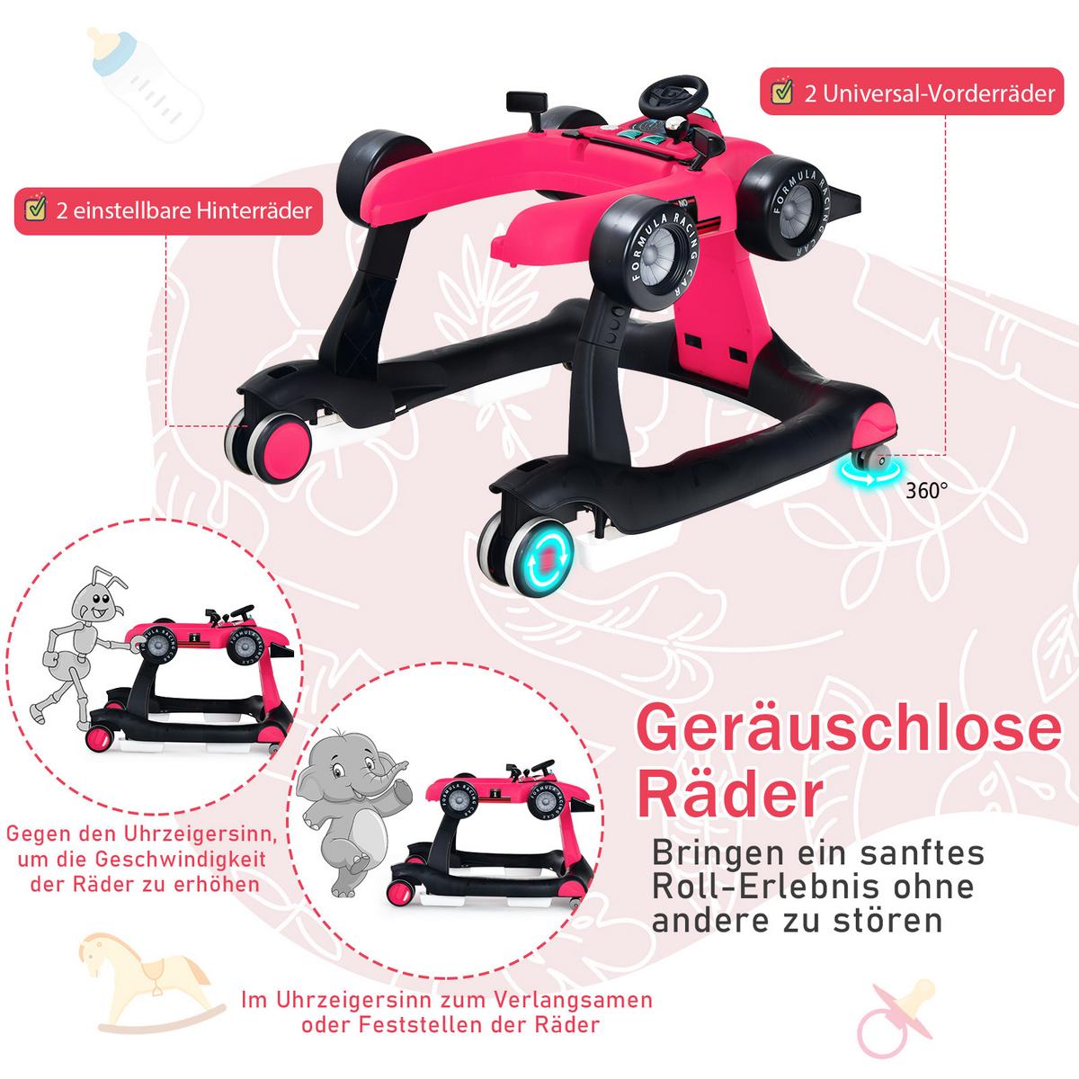 LAUFLERNWAGEN Pink - Pink, Kunststoff (73/56/64cm) - COSTWAY