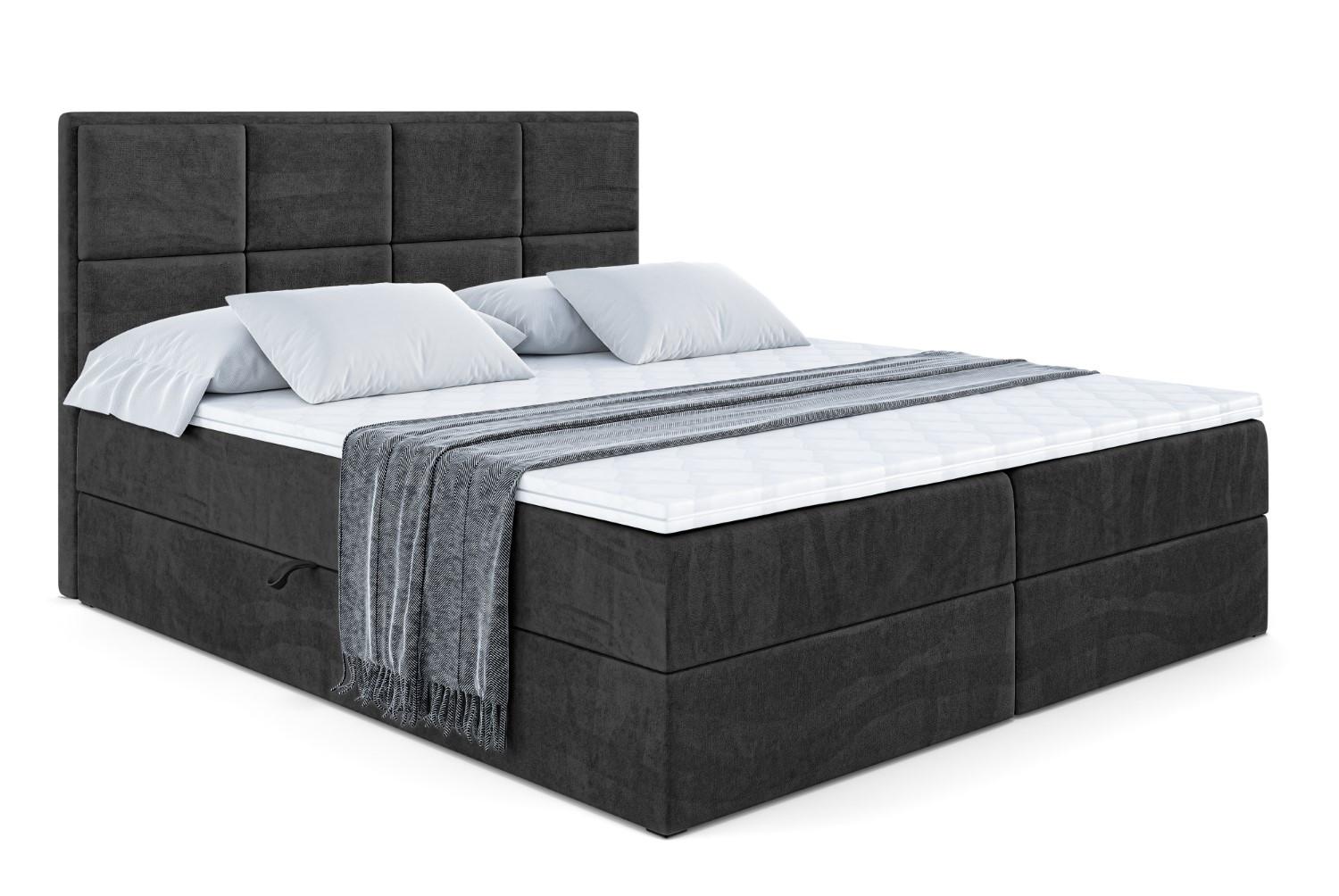 BOXBETT mit Matratze H4 und Lattenrost - NOVA - 140x200 - H4 - Schwarz - Schwarz, Holzwerkstoff (140/200cm) - ALTDECOR
