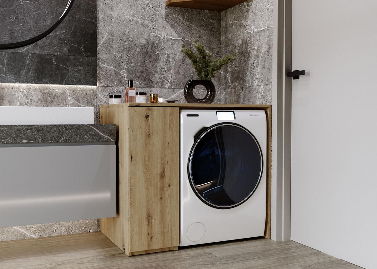 WASCHMASCHINENSCHRANK für Waschmaschine & Wäschetrockner 95/89/66 - Eiche Artisan, Holzwerkstoff (95/89/66cm) - RAUMHIRSCH FURNITURE