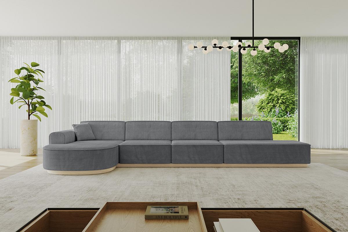 ECKSOFA Ottomane Links ARRIO-L3 - 413x171x83 cm Dunkelgrau - Dunkelgrau, Holzwerkstoff/Textil (413/171cm) - ALTDECOR