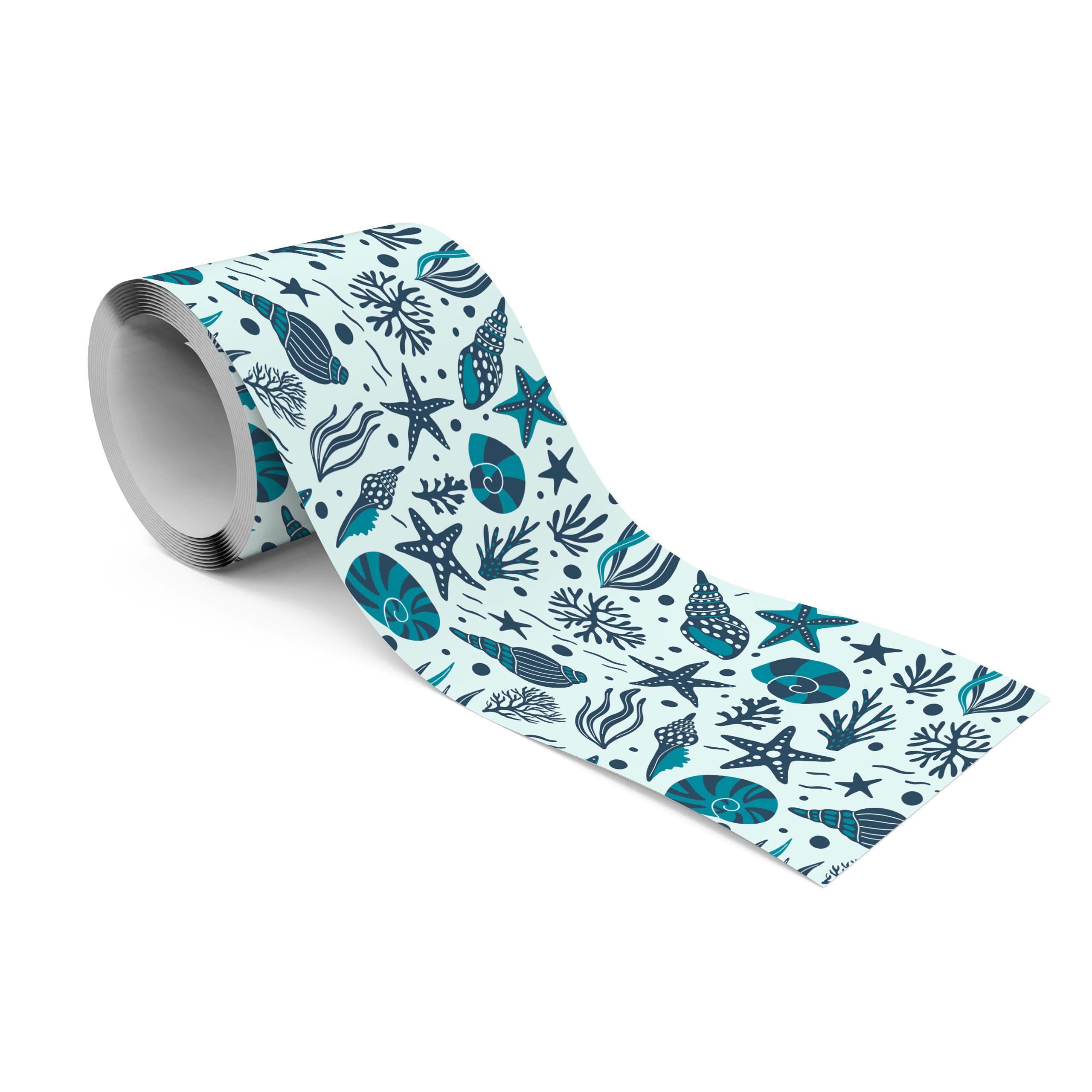 TAPETENBORDÜRE selbstklebend für Kinderzimmer MUSCHELN Korallenriff - Blau/Grün, Papier (10/300/300cm) - Muralo