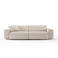 SOFA RANI Cremeweiß Cord - Creme/Schwarz, Kunststoff/Textil (256/71/101cm) - KAWOLA