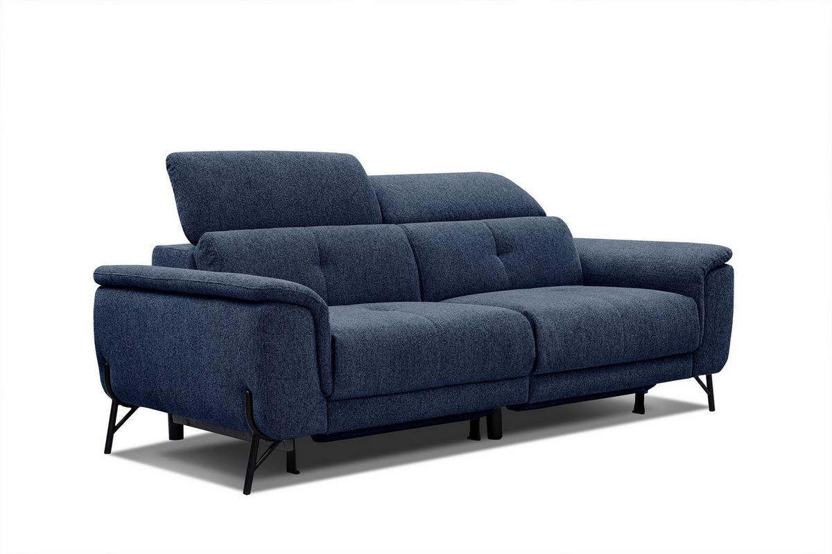 SOFA AVENA 3-Sitzer mit 2 Relaxfunktionen, dunkelblau - Dunkelblau, Holzwerkstoff/Textil (204/80/108cm) - Wozimo
