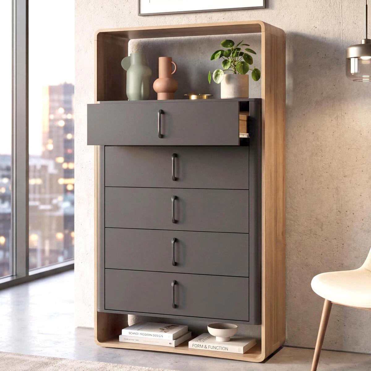 HIGHBOARD Dunkelgrau - Dunkelgrau, Holz (80/155/41cm) - MCW