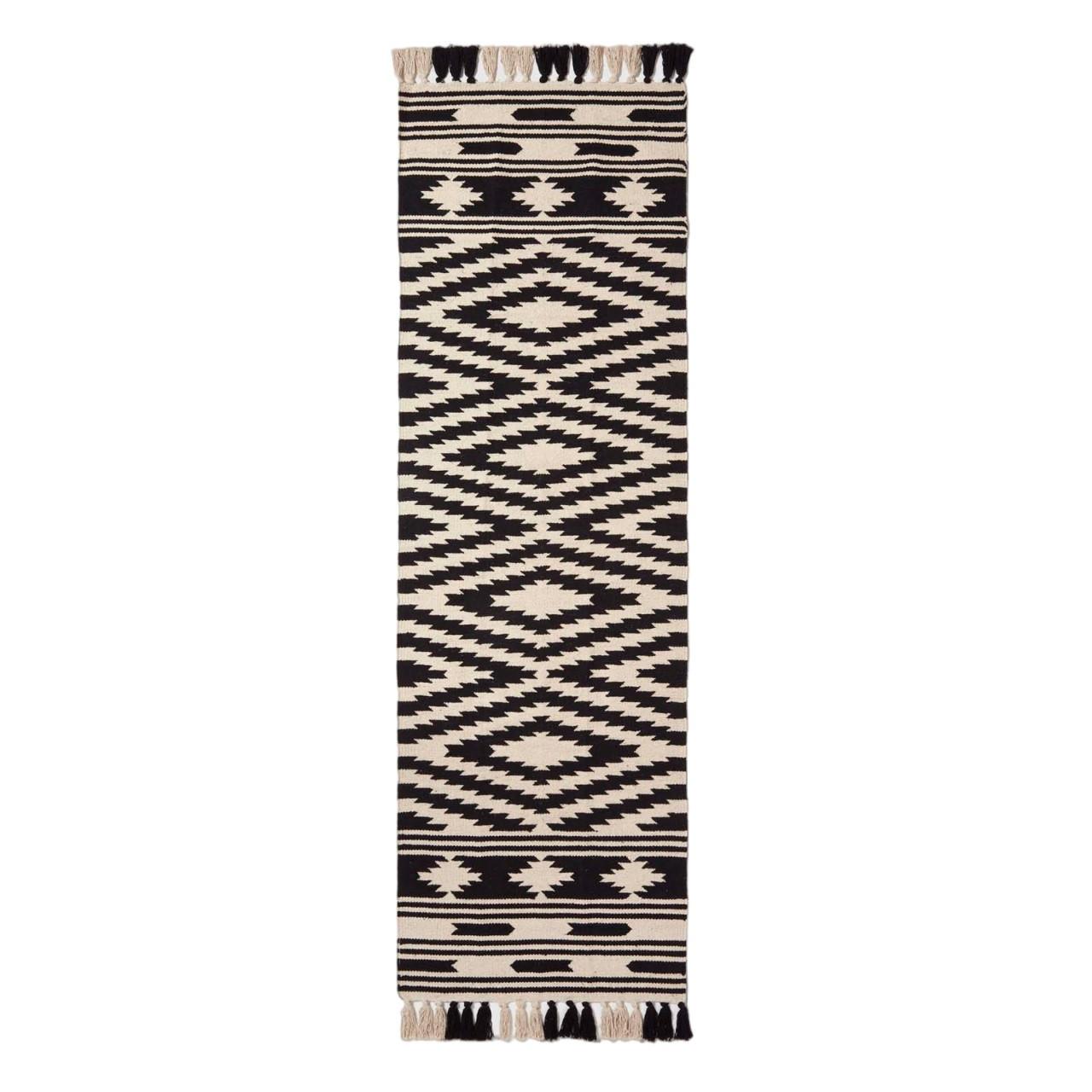 KELIM-TEPPICHLÄUFER Dinan 66/200 cm - Schwarz, Textil (66/200cm) - Homescapes