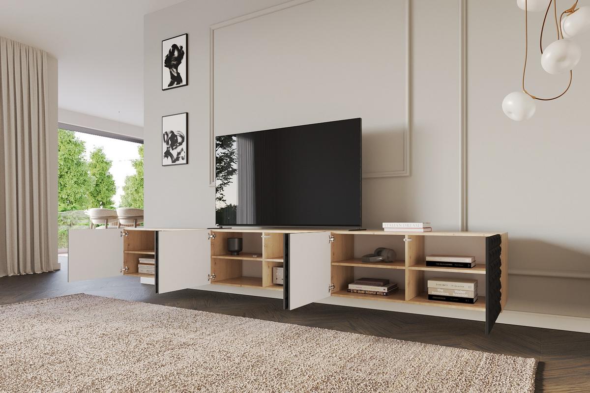 LOWBOARD VIRA-W 3x100x40x40 cm - Artisan / Schwarz - Schwarz, Holzwerkstoff (300/40/40cm) - ALTDECOR