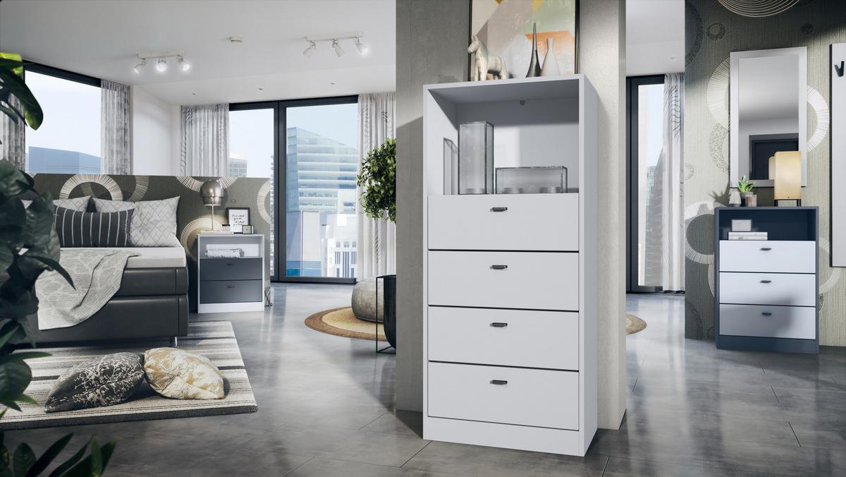 KOMMODE Pino Fronten in Weiß matt - Weiß, Holzwerkstoff (56/125/36cm) - Vladon
