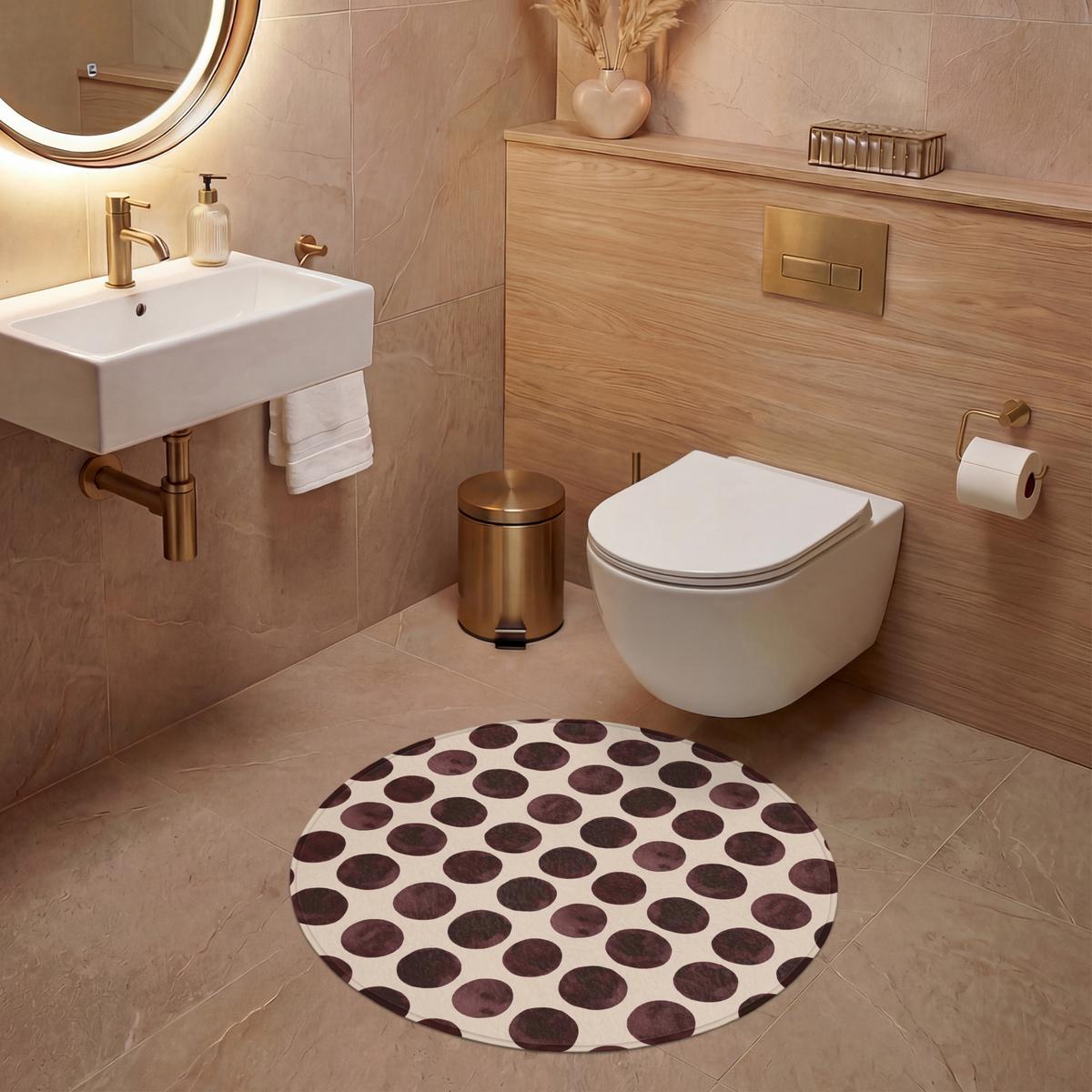 WC-VORLEGER Polka dots - Muster - Braun Toilettenteppich 70x70 cm - Bordeaux, Textil (70/1cm) - OnlyWow