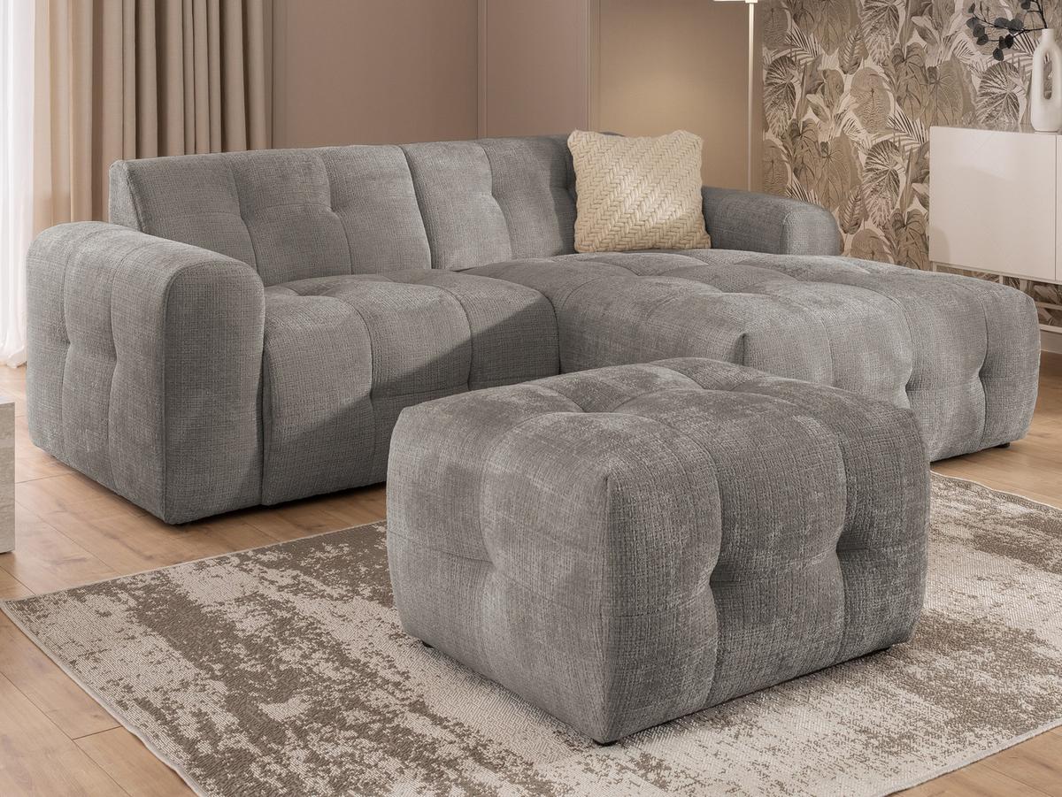 POLSTERHOCKER mit raffinierten Steppungen, zu passendem Sofa, Wellenunterfederung, Chenille-Bezug Braun Taupe / 21056 - Taupe/Greige, Kunststoff/Textil (87/46/68cm) - luma-home