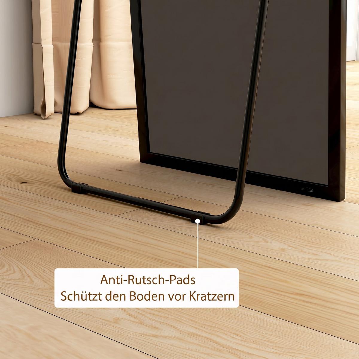 GANZKÖRPERSPIEGEL Aluminiumlegierung Glas Schwarz - Schwarz, Metall (2/161.5/50cm) - HOMCOM