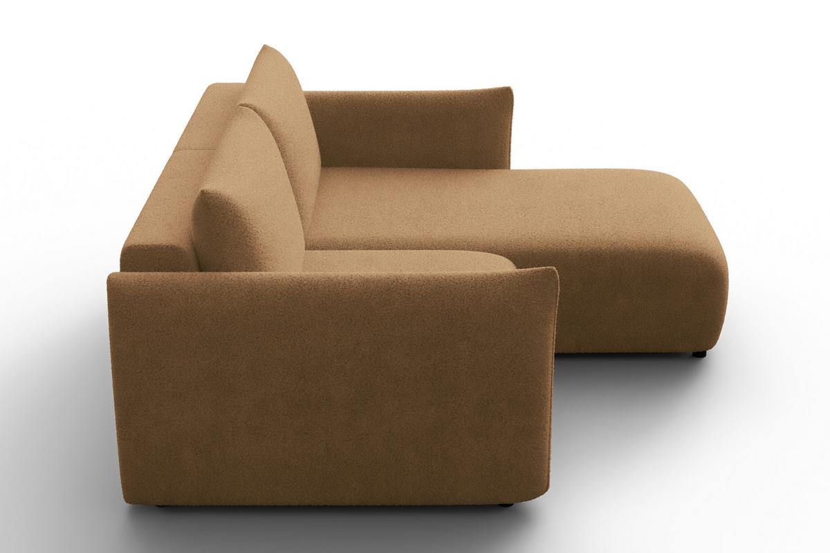 ECKSOFA TAUER 3-Sitzer RECHTS, Bouclé-Stoff braun - Schwarz/Braun, Holz/Textil (206/173cm) - Courtois Laville
