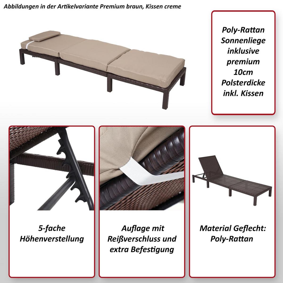 POLY-RATTAN SONNENLIEGE BASIC Grau, Grau - Grau, Kunststoff (60/71/198cm) - MCW