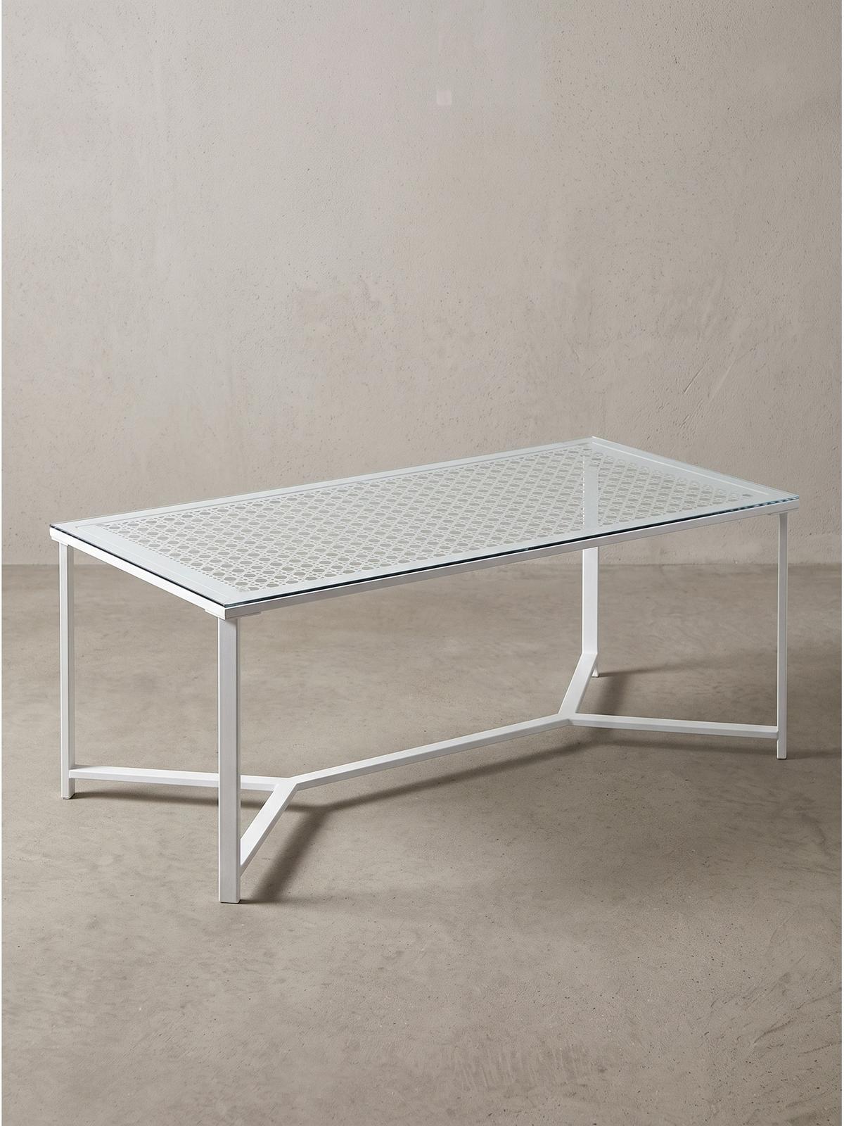COUCHTISCH ALCUDIA, Einscheibensicherheitsglas, Weiß, 100 x 50 x 42 cm - Weiß, Glas/Metall (50/100/42cm) - KADIMA DESIGN
