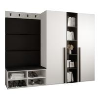 GARDEROBEN-SET 214/184/42 - Schwarz/Weiß, Holz/Kunststoff (214/184/42cm) - MÖBEL KRYSPOL