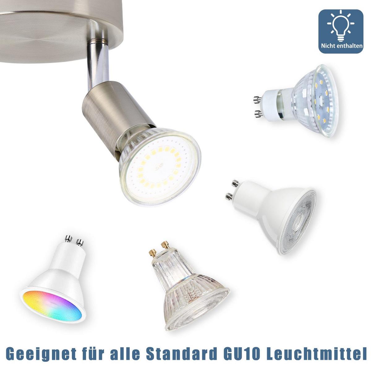 DECKENSTRAHLER Birtha 4-flammig 18/18/11 cm - Silberfarben, Metall (18/18/11cm) - Nettlife