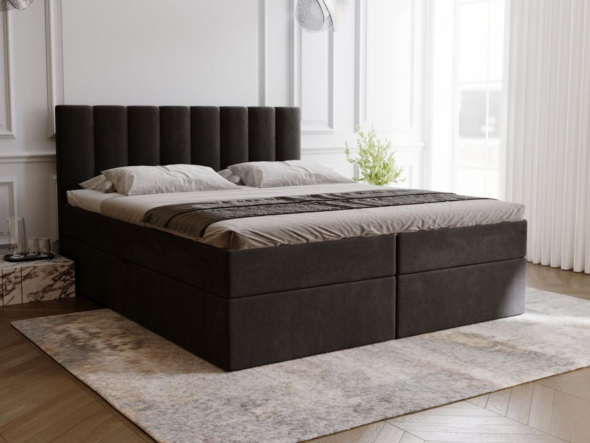 BOXBETT Mocca 140x200 Schwarz - Schwarz, Holz/Textil (140/200cm) - Graingold