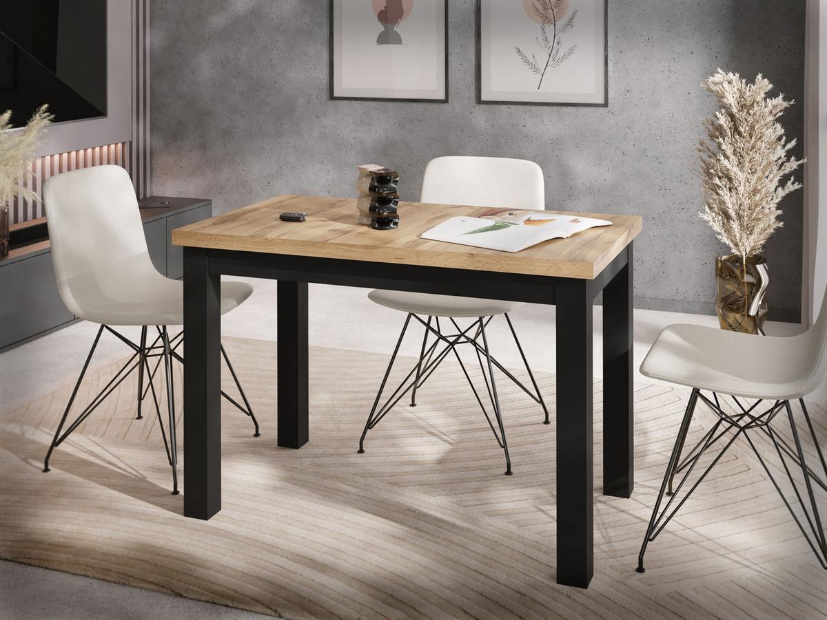 ESSTISCH Arden rechteckig, Eiche Hell Braun 100/60/73 cm - Eiche Wotan/Schwarz, Holz/Holzwerkstoff (60/100/73cm) - WFL GROUP
