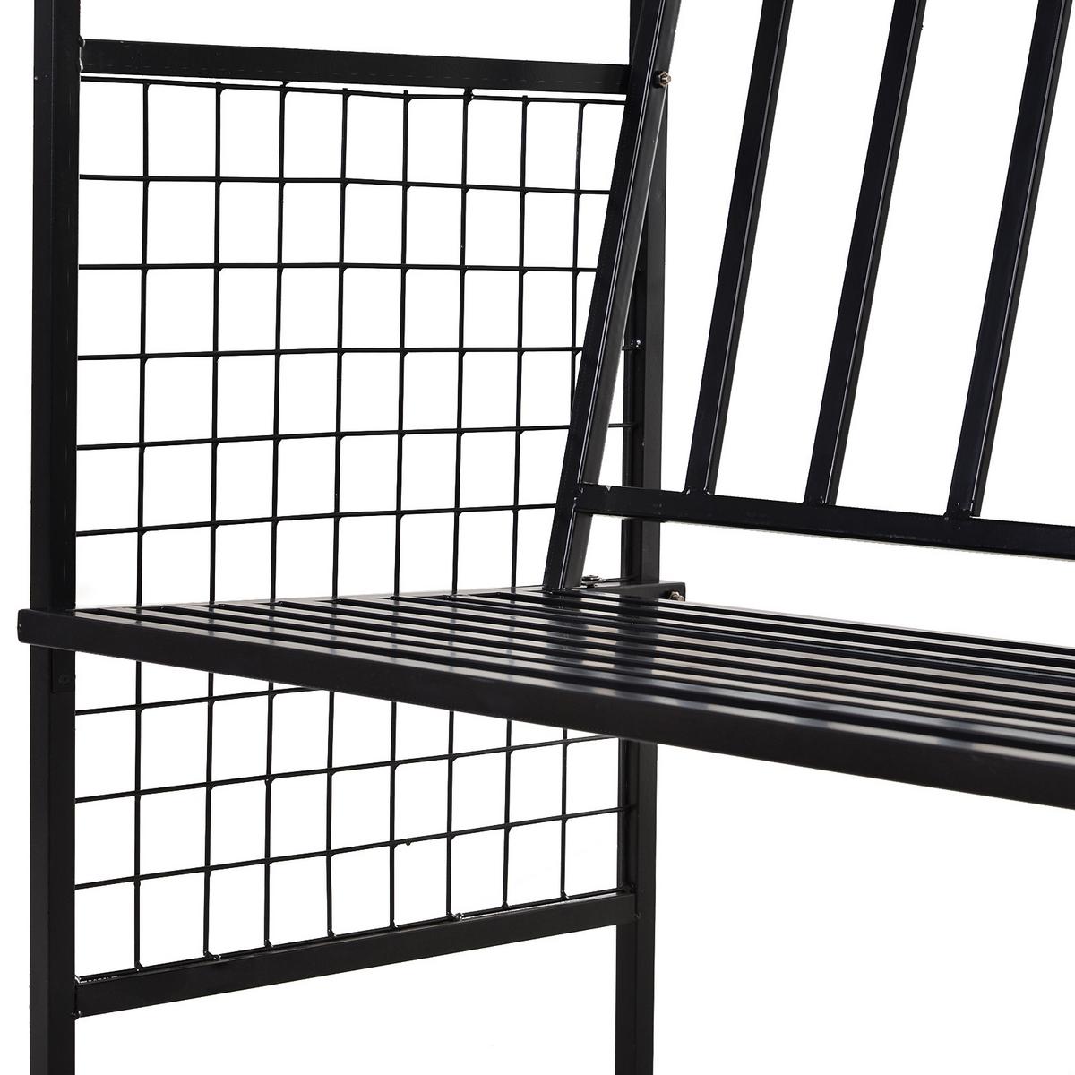 SITZBANK, Bogendach, 154 x 60 x 205 cm, Metall, Schwarz - Schwarz, Metall (60/205/154cm) - Outsunny