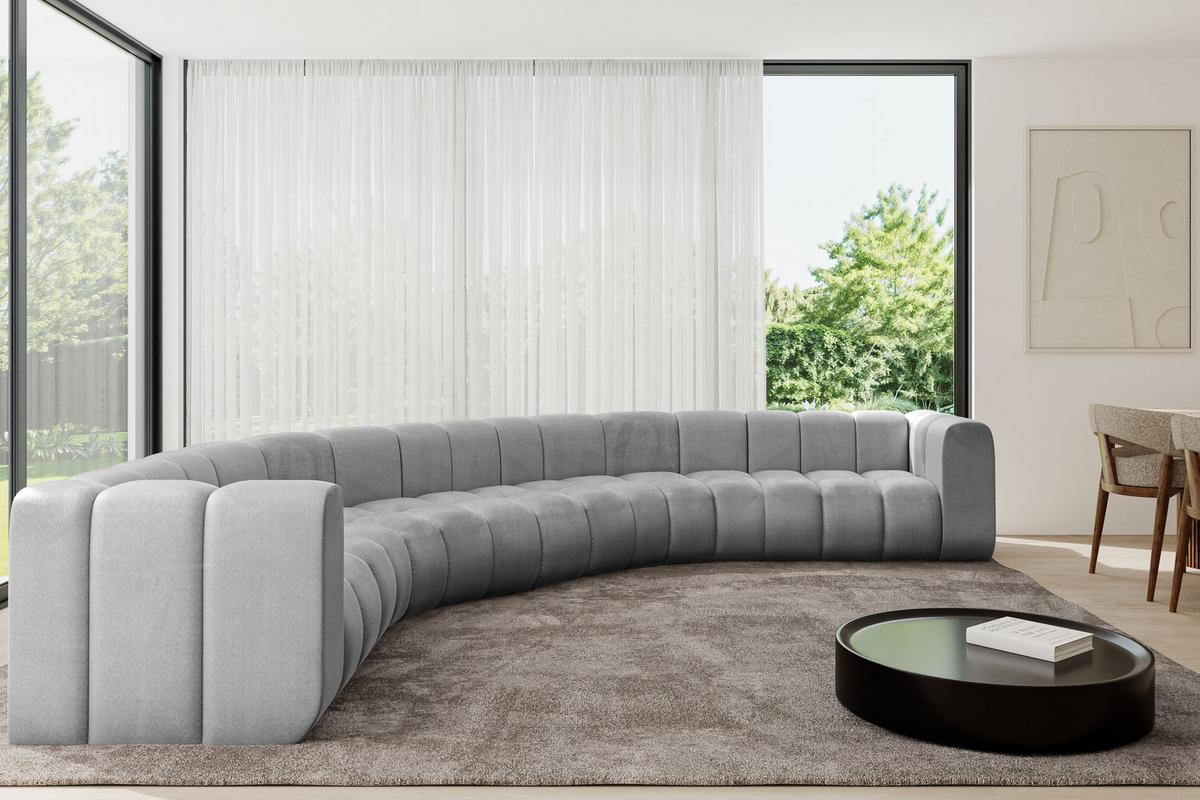 WOHNLANDSCHAFT modulares Sofa Lazro-U1 - 373x373x70 cm Grau - Hellgrau, Holzwerkstoff/Textil (373/70/373cm) - ALTDECOR