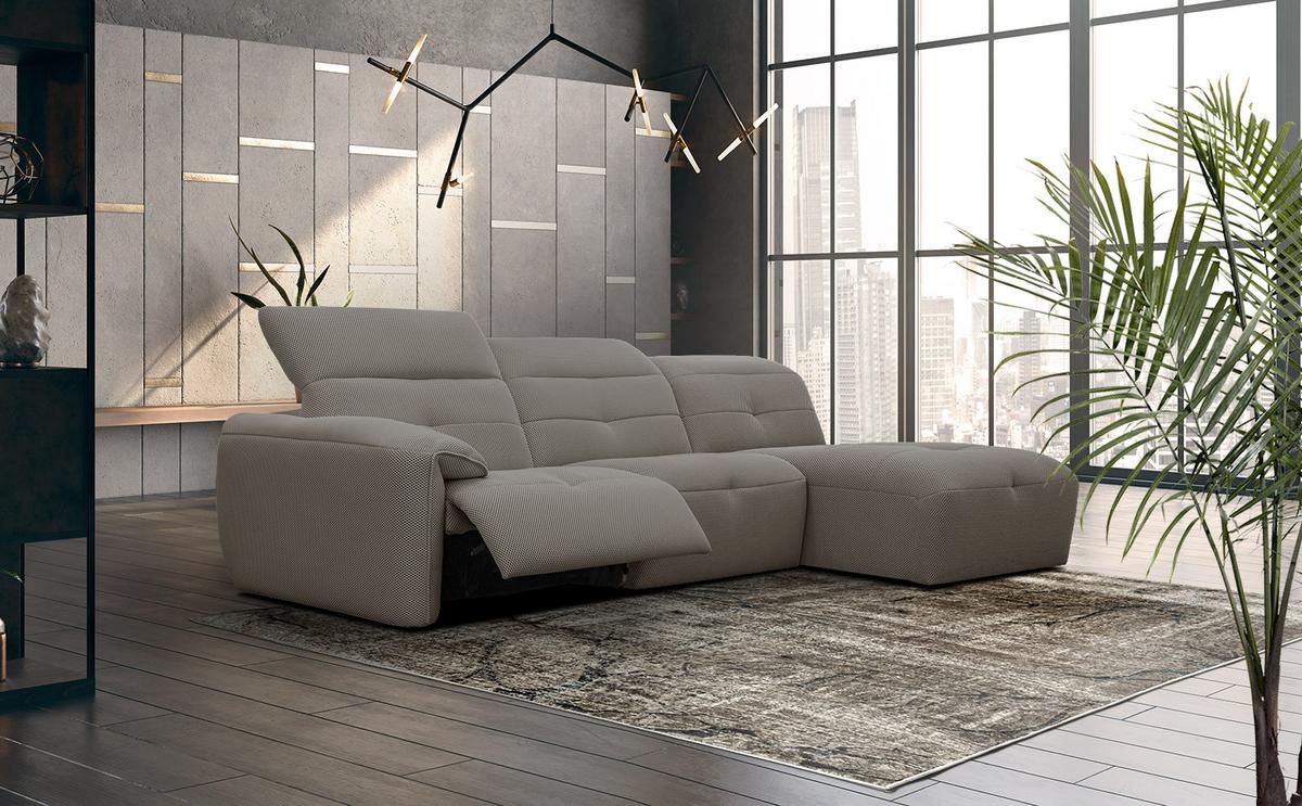 ECKSOFA TRENTO 4-Sitzer mit 1 Relaxfunktion, braun - Schwarz/Braun, Holzwerkstoff/Kunststoff (262/165cm) - Wozimo