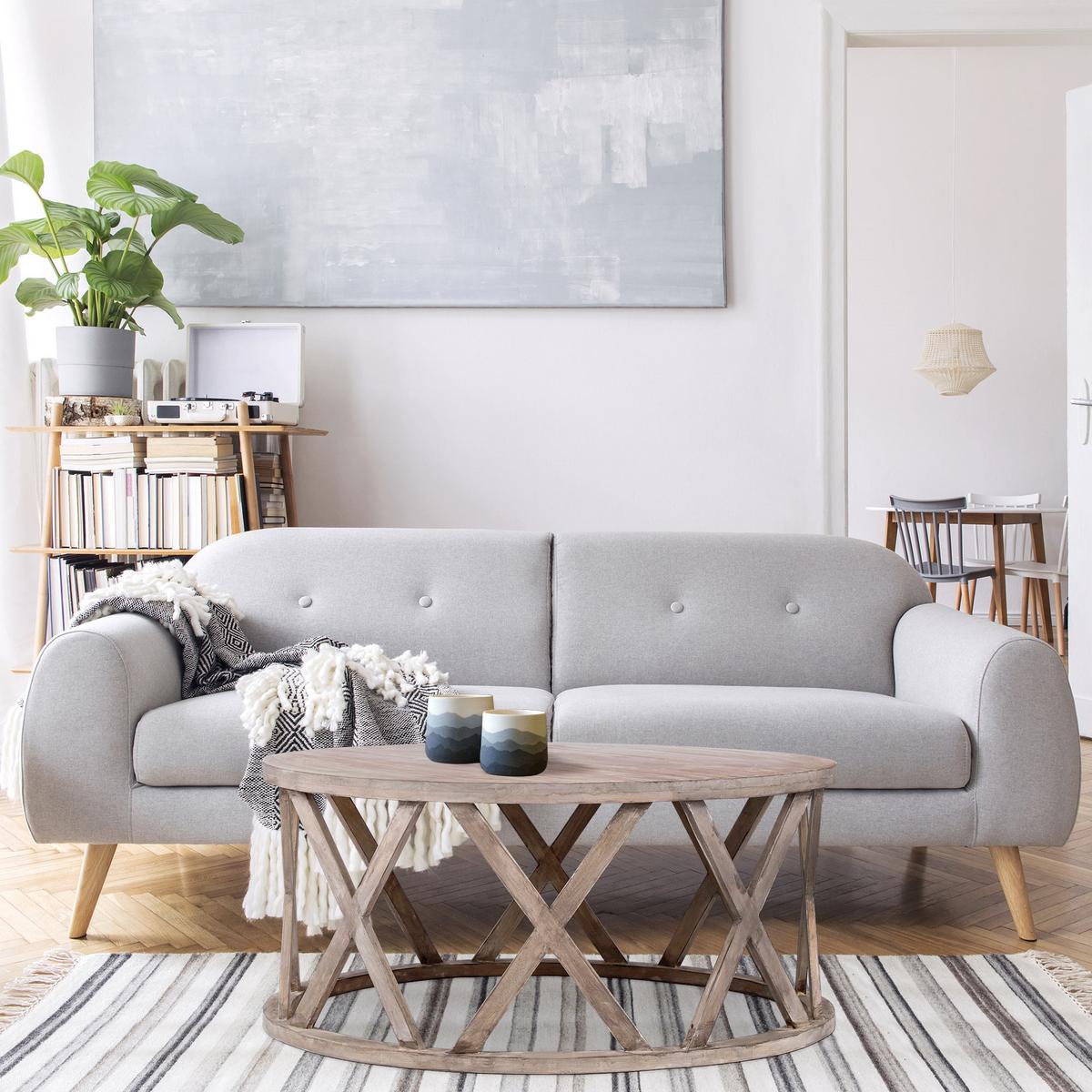 COUCHTISCH Ø100x45 cm rund Natur handgefertigt aus Mangoholz - Braun, Holz (100/100/45cm) - WOMO-DESIGN