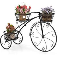 BLUMENSTÄNDER Schwarz - Schwarz, Metall (85/50/25cm) - COSTWAY