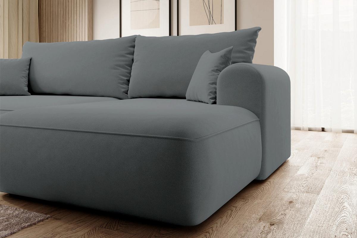 ECKSOFA Ovo Dunkelgrau Samt - Dunkelgrau/Schwarz, Kunststoff/Textil (165/260cm) - Selsey