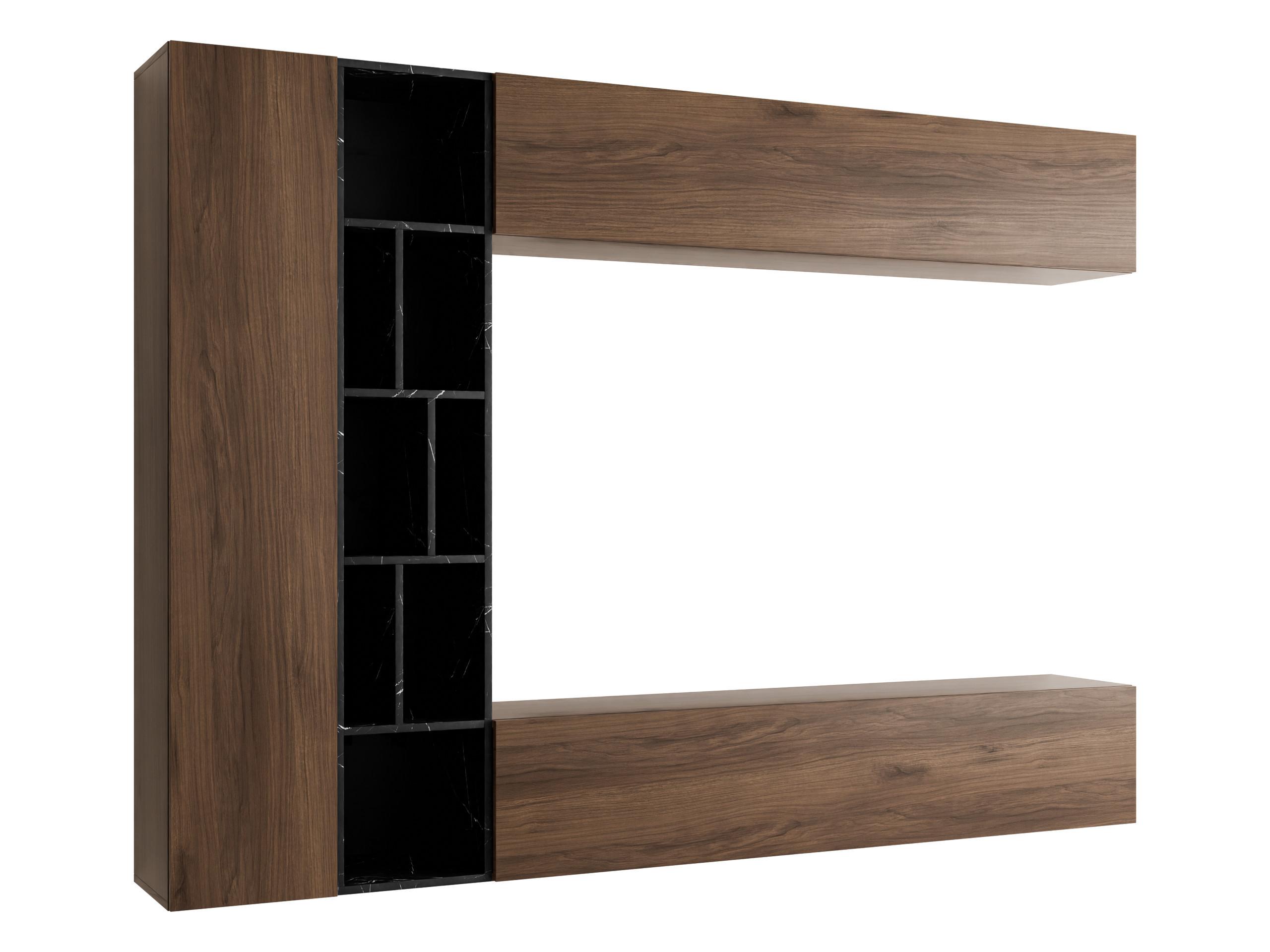 WOHNWAND Kodita - Nussbaumfarben, Holzwerkstoff (224/160/33cm) - MIRJAN24