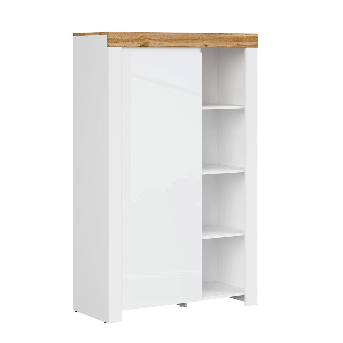 SCHRANK 1 Tür Hella Weiß und Holz - Weiß, Holzwerkstoff (98/157/42cm) - Petits-meubles