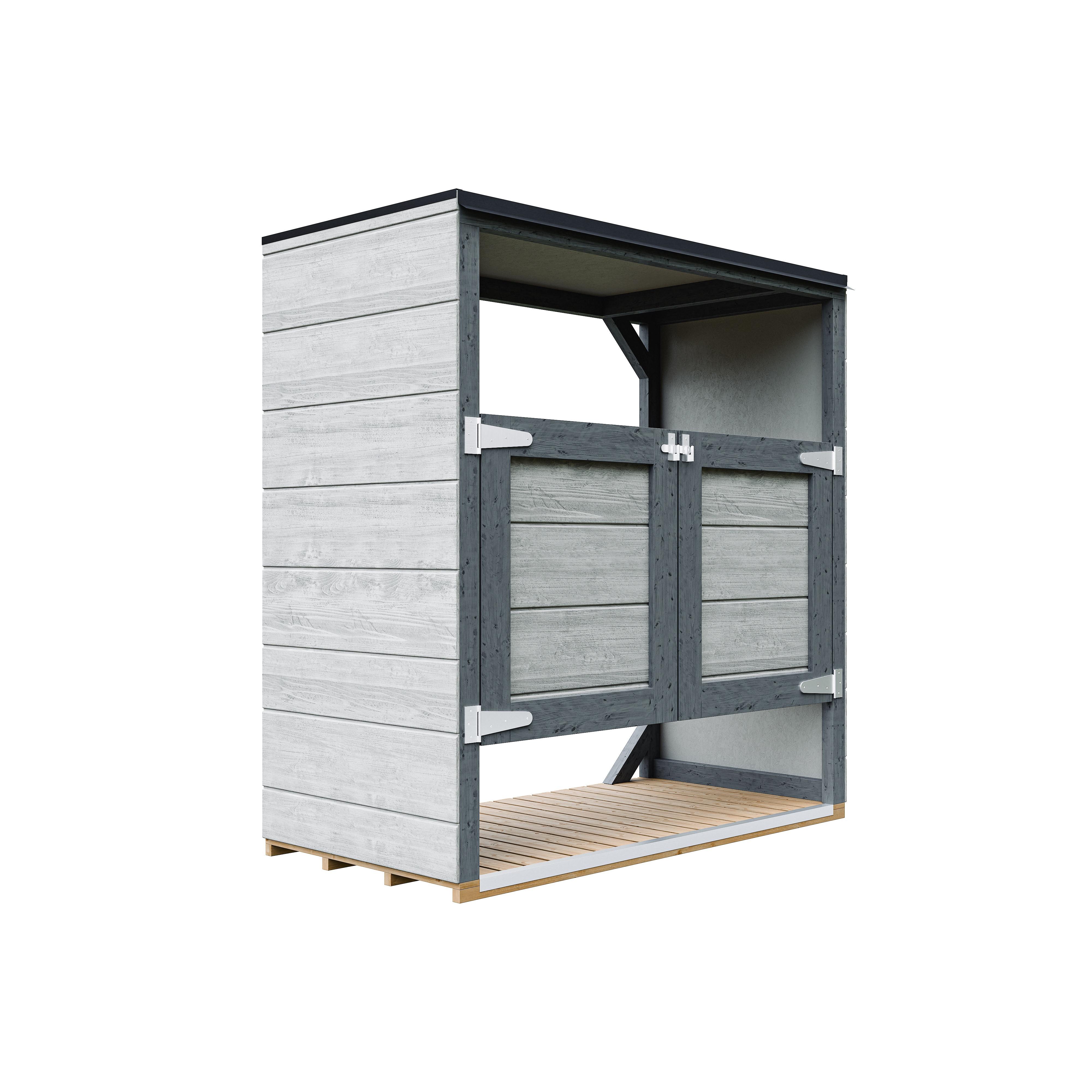 MÜLLTONNENBOX 2er 240L, M980A-TUNDRA CAVERN, aus wetterfestem LP Smartside Holz - Graubraun, Holz (153/159/75cm) - Timbela