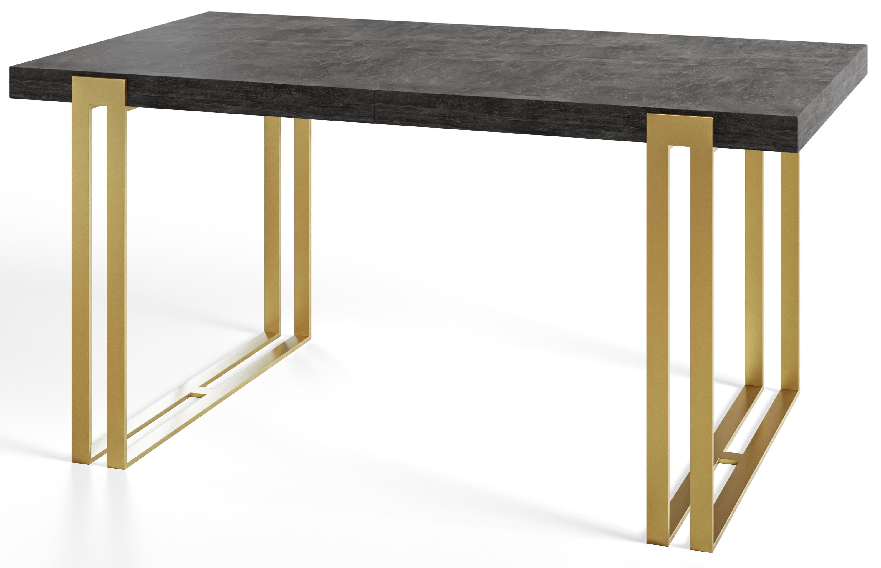 ESSZIMMERTISCH ROSA 200X90X77 cm, Farbe: Dunkelgrau, mit Metallbeinen in Farbe Gold - Dunkelgrau/Goldfarben, Holzwerkstoff (200/90/77cm) - Alpi-Möbel