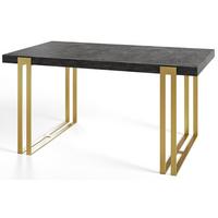 ESSZIMMERTISCH ROSA 200X90X77 cm, Farbe: Dunkelgrau, mit Metallbeinen in Farbe Gold - Dunkelgrau/Goldfarben, Holzwerkstoff (200/90/77cm) - Alpi-Möbel