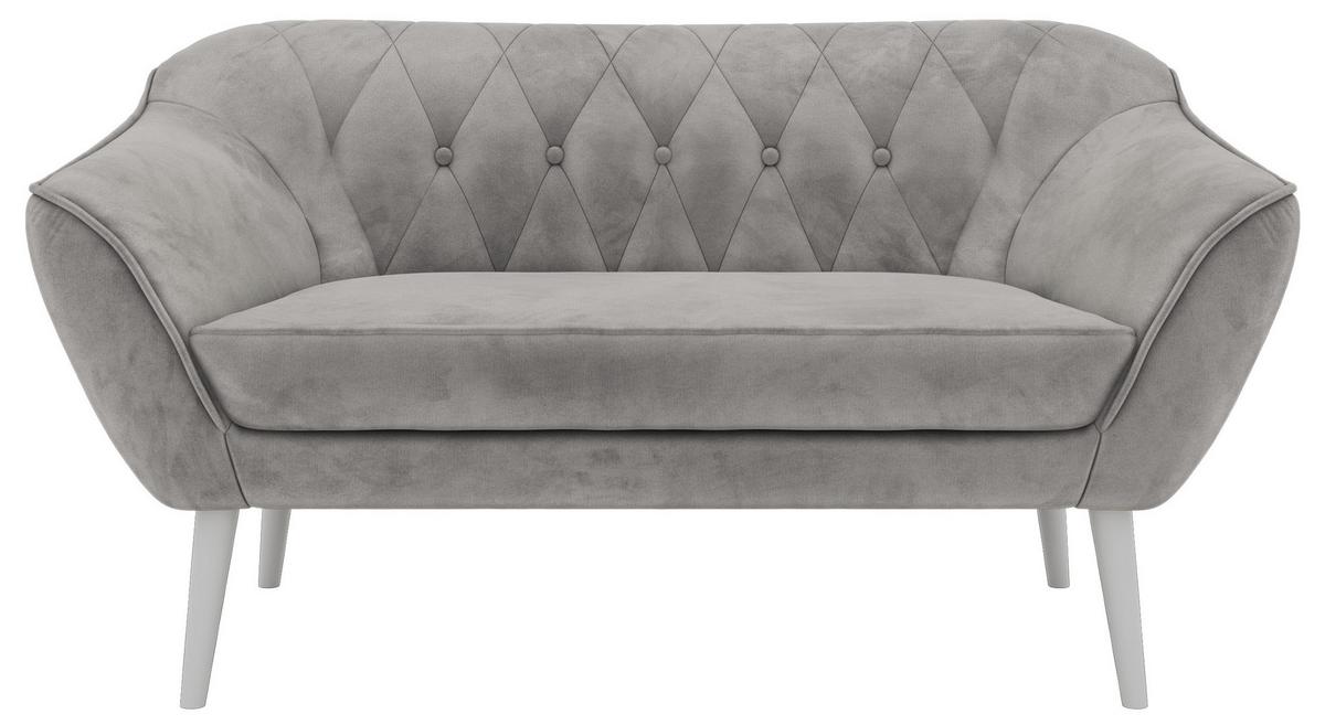2-SITZER-SOFA PIRS - Hellgrau Velvet - Weiße Beine - Hellgrau/Weiß, Holzwerkstoff/Textil (140/75/74cm) - MKS