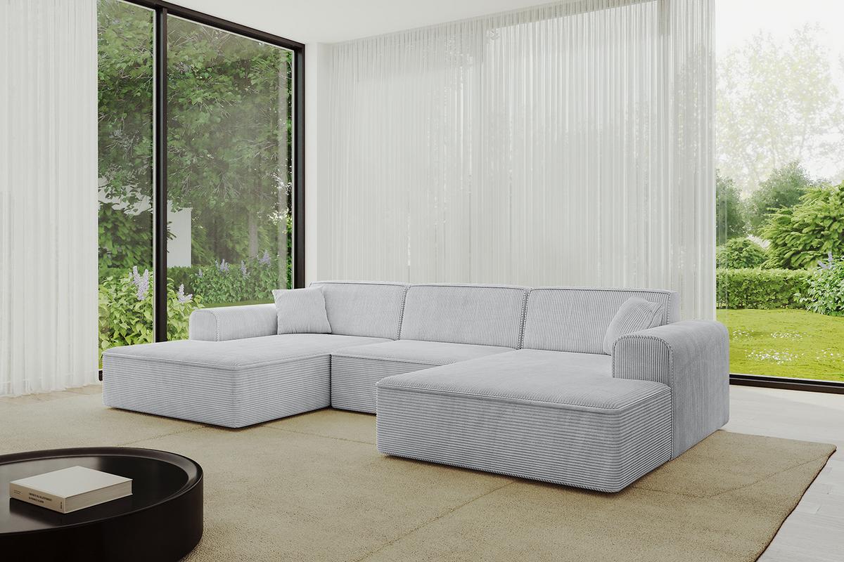 WOHNLANDSCHAFT IREA-U1-v3 - 301x165x77 cm Grau - Grau, Holzwerkstoff/Textil (301/77/165cm) - ALTDECOR