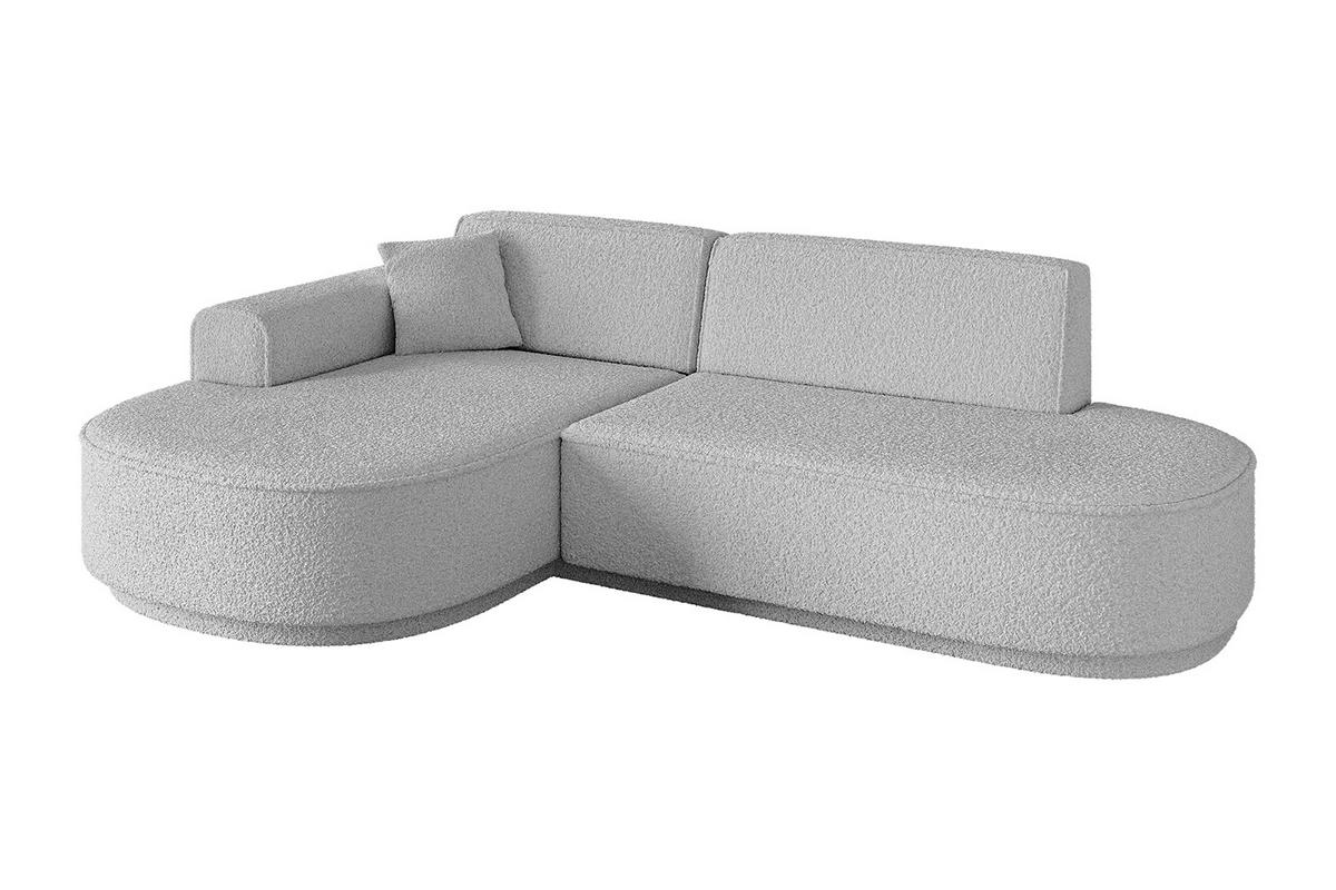 ECKSOFA Ottomane Links MARI-L1 - 243x171x79 cm Hellgrau Bouclé - Hellgrau/Schwarz, Holzwerkstoff/Kunststoff (163/234cm) - ALTDECOR