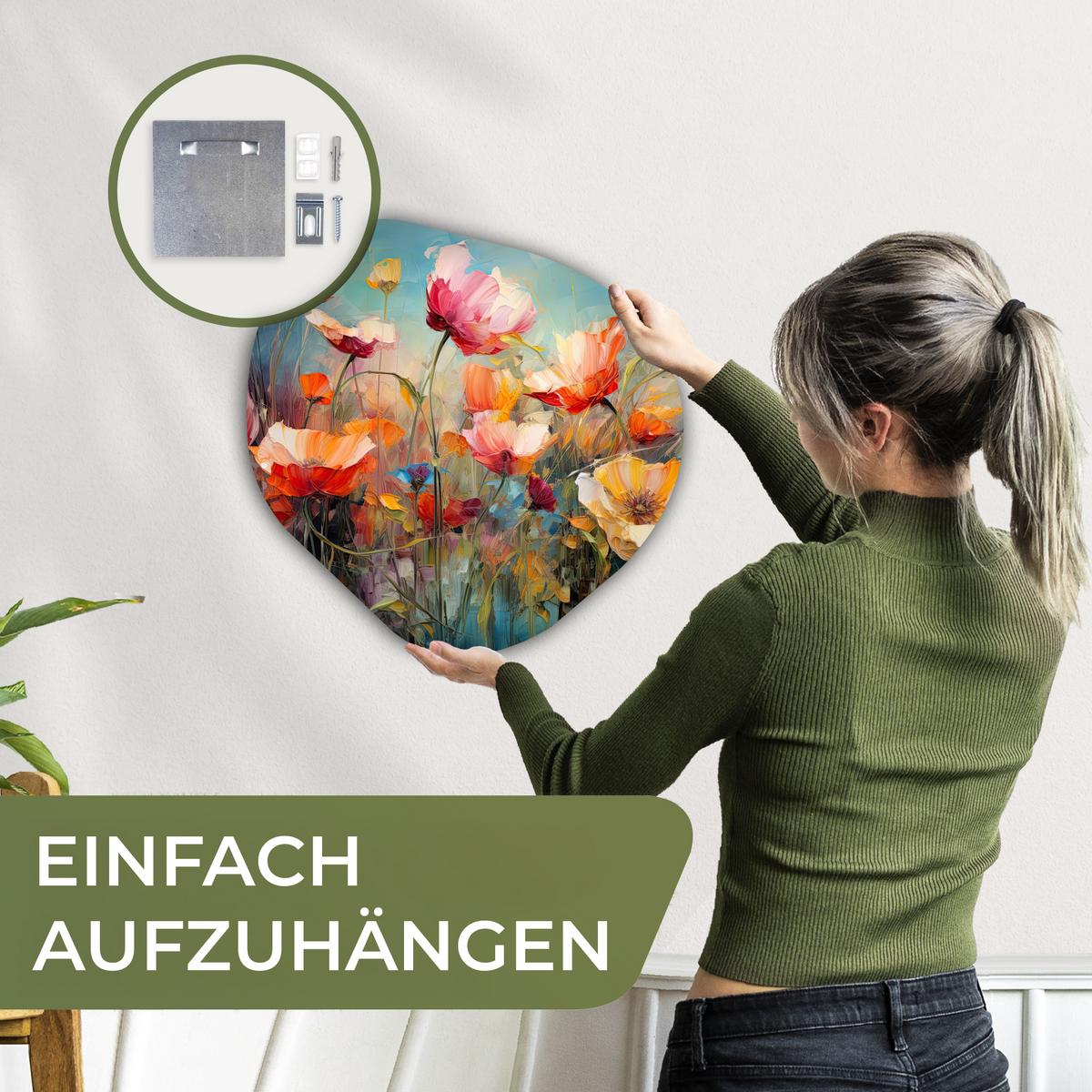 WANDBILD Blumen - Aquarell - Kunst - Botanisch - Natur Wanddeko 40x40 cm - Orange, Kunststoff (40/40cm) - MuchoWow