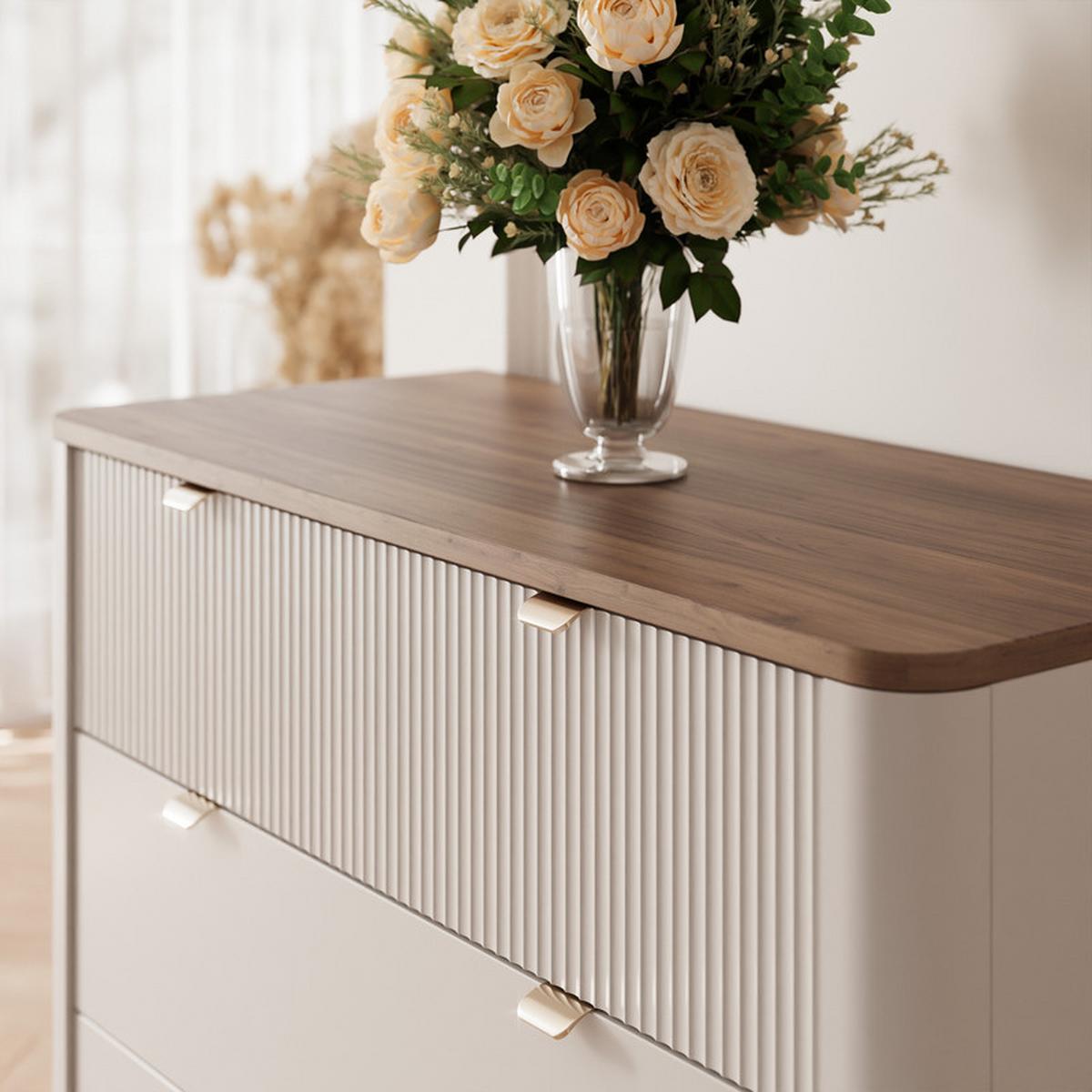 KOMMODE NAVANI 90 cm, 3 Schublade(n) Kaschmir / Nussbaum - Nussbaumfarben/Schwarz, Holzwerkstoff/Metall (90/82/40cm) - Idohome