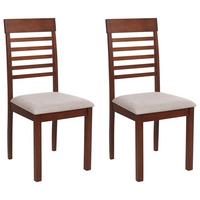 ESSZIMMERSTUHL 2er-Set Dunkler Holzfarbton Ortley - Dunkelbraun/Beige, Holz (40/96/51cm) - Beliani