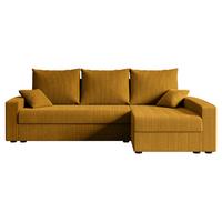 ECKSOFA mit Schlaffunktion und Bettkasten ALESIA-L 231x140x90 cm Senfgelb Cord - Gelb/Silberfarben, Holzwerkstoff/Kunststoff (231/140cm) - ALTDECOR