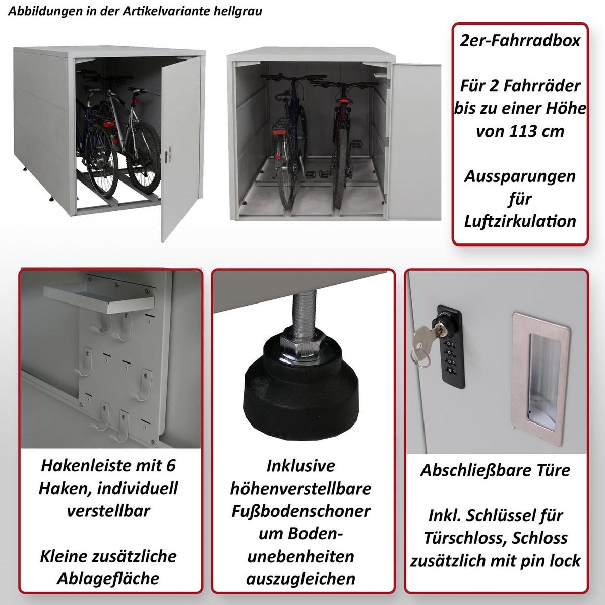 2ER-FAHRRADGARAGE rechteckig Anthrazit - Anthrazit, Metall (113/123/208cm) - MCW